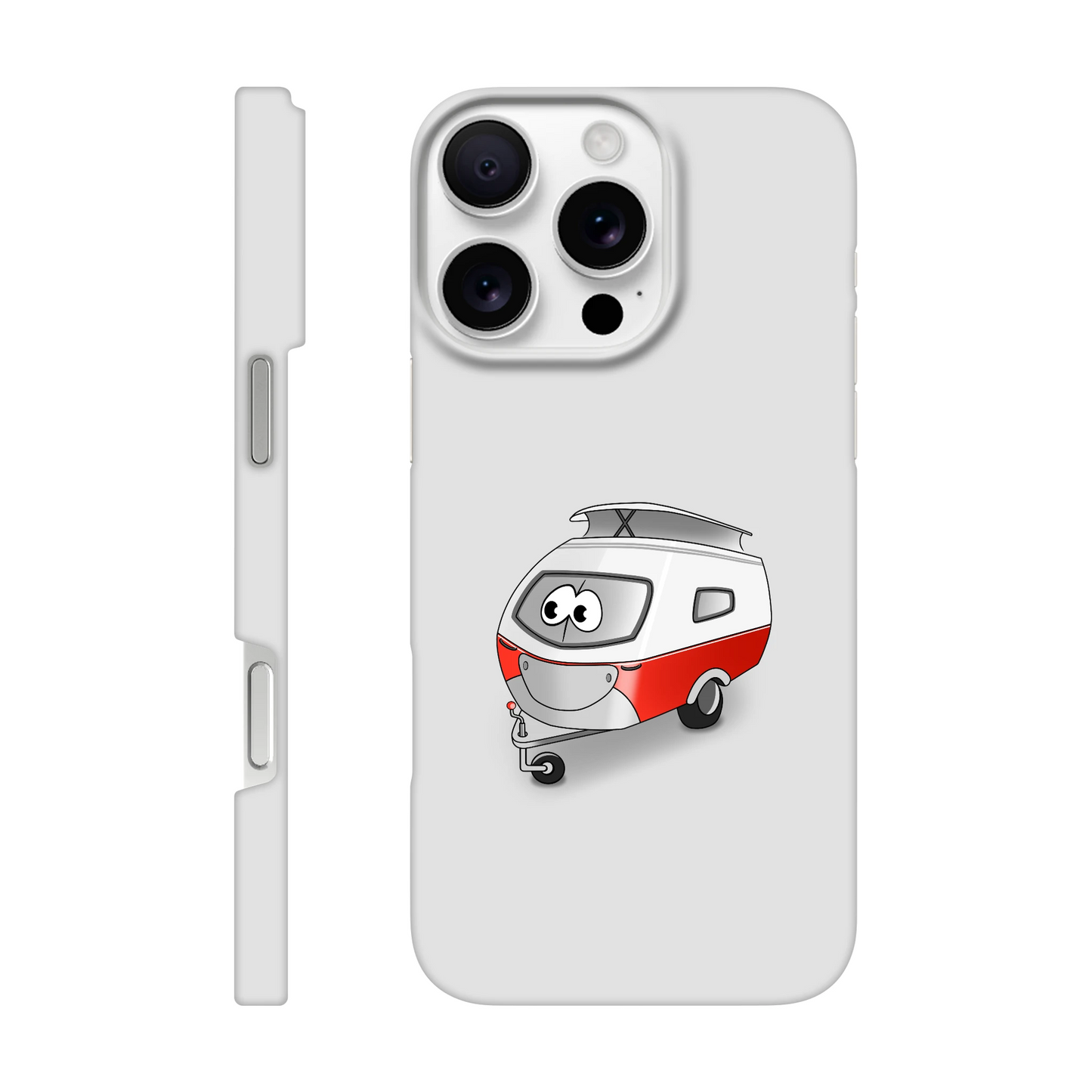 iPhone-Hülle, weiß mit diversen Ausschnitten passend zum ausgewählten Gerät. Aufgedruckt ist auf der Hülle der Cartoon "Trollinchen" von Antje Blumrodt Cartoons.