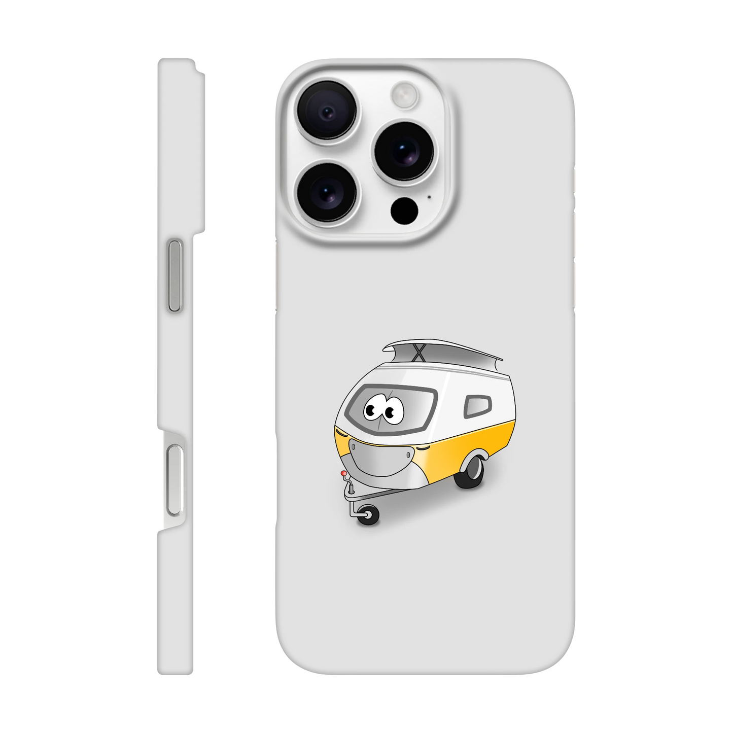 iPhone-Hülle, weiß mit diversen Ausschnitten passend zum ausgewählten Gerät. Aufgedruckt ist auf der Hülle der Cartoon "Trollinchen" von Antje Blumrodt Cartoons.