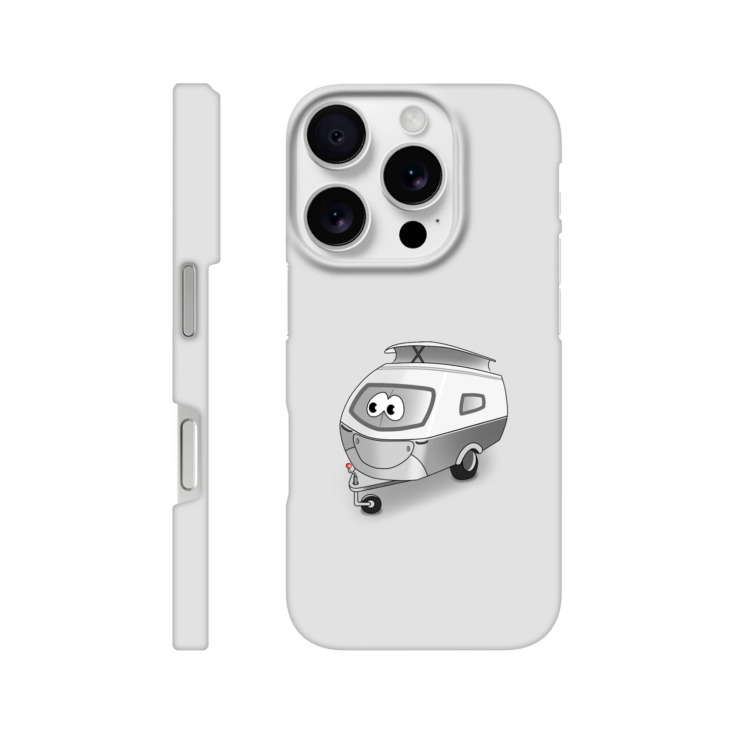 iPhone-Hülle, weiß mit diversen Ausschnitten passend zum ausgewählten Gerät. Aufgedruckt ist auf der Hülle der Cartoon "Trollinchen" von Antje Blumrodt Cartoons.