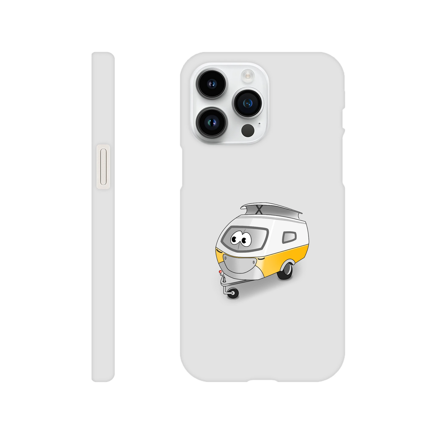 iPhone-Hülle, weiß mit diversen Ausschnitten passend zum ausgewählten Gerät. Aufgedruckt ist auf der Hülle der Cartoon "Trollinchen" von Antje Blumrodt Cartoons.