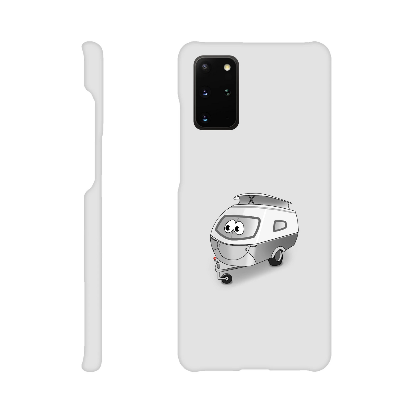Eine Hülle für Samsung-Galaxy, weiß mit diversen Ausschnitten passend zum ausgewählten Gerät. Aufgedruckt ist auf der Hülle der Cartoon "Trollinchen" von Antje Blumrodt Cartoons.