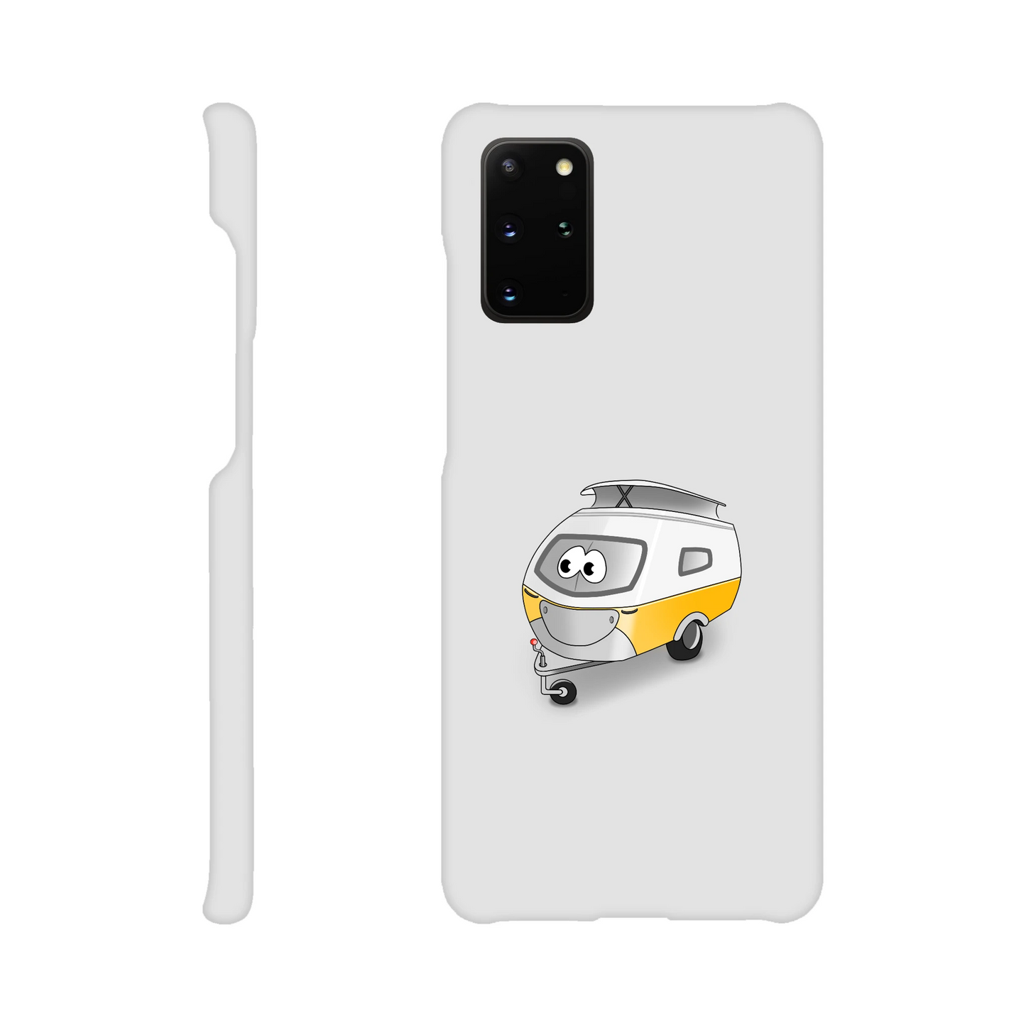Eine Hülle für Samsung-Galaxy, weiß mit diversen Ausschnitten passend zum ausgewählten Gerät. Aufgedruckt ist auf der Hülle der Cartoon "Trollinchen" von Antje Blumrodt Cartoons.