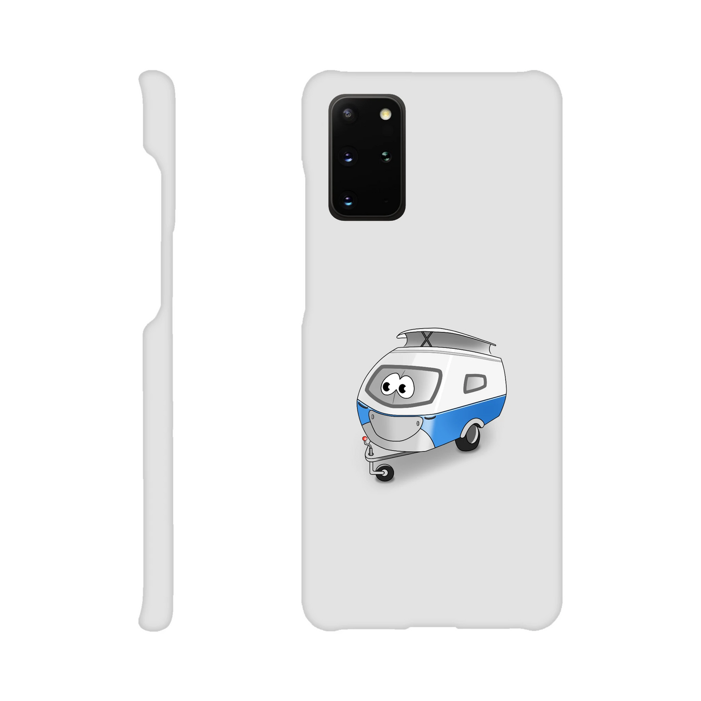 Eine Hülle für Samsung-Galaxy, weiß mit diversen Ausschnitten passend zum ausgewählten Gerät. Aufgedruckt ist auf der Hülle der Cartoon "Trollinchen" von Antje Blumrodt Cartoons.