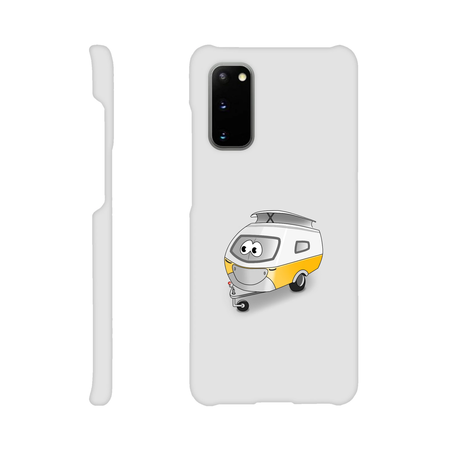 Eine Hülle für Samsung-Galaxy, weiß mit diversen Ausschnitten passend zum ausgewählten Gerät. Aufgedruckt ist auf der Hülle der Cartoon "Trollinchen" von Antje Blumrodt Cartoons.