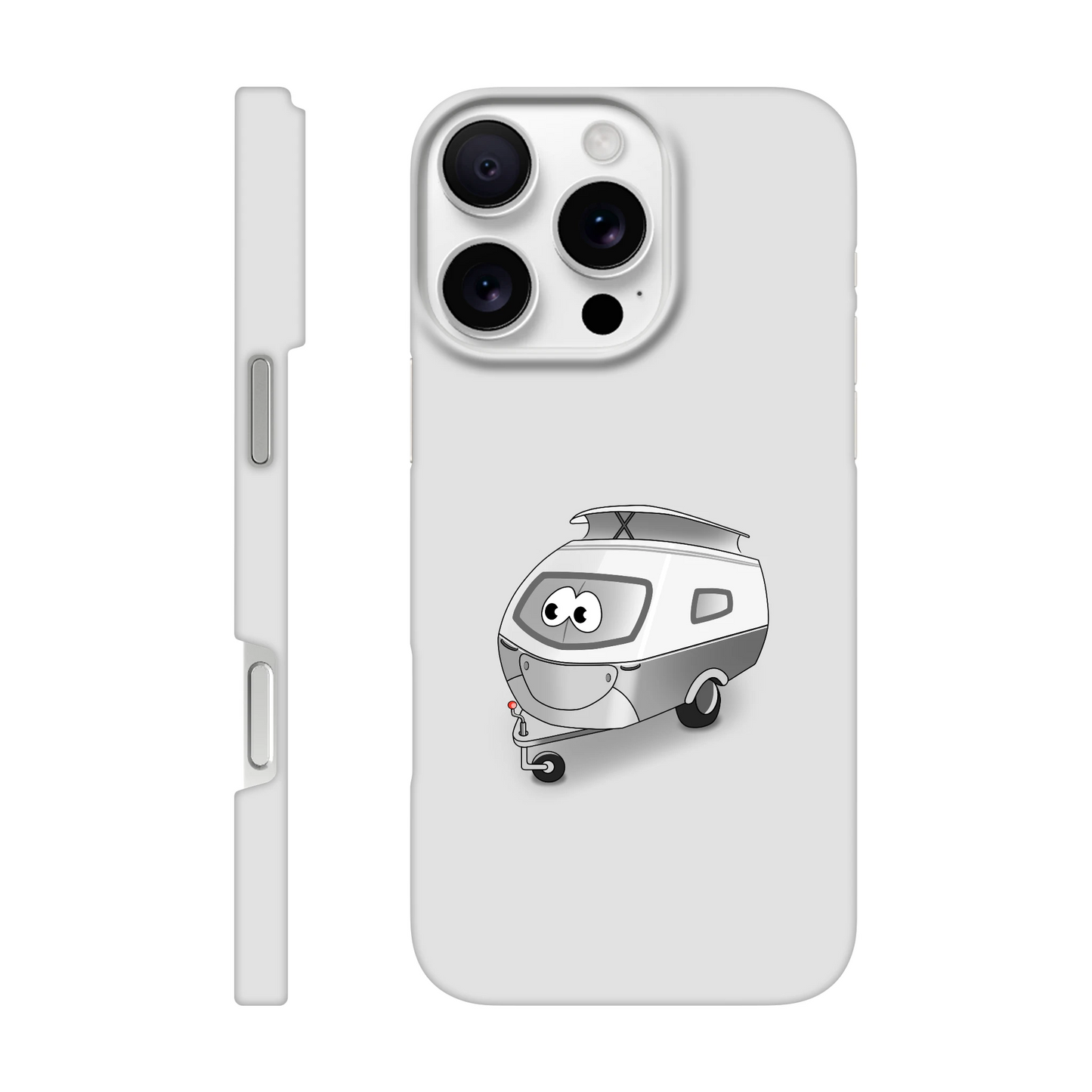 iPhone-Hülle, weiß mit diversen Ausschnitten passend zum ausgewählten Gerät. Aufgedruckt ist auf der Hülle der Cartoon "Trollinchen" von Antje Blumrodt Cartoons.