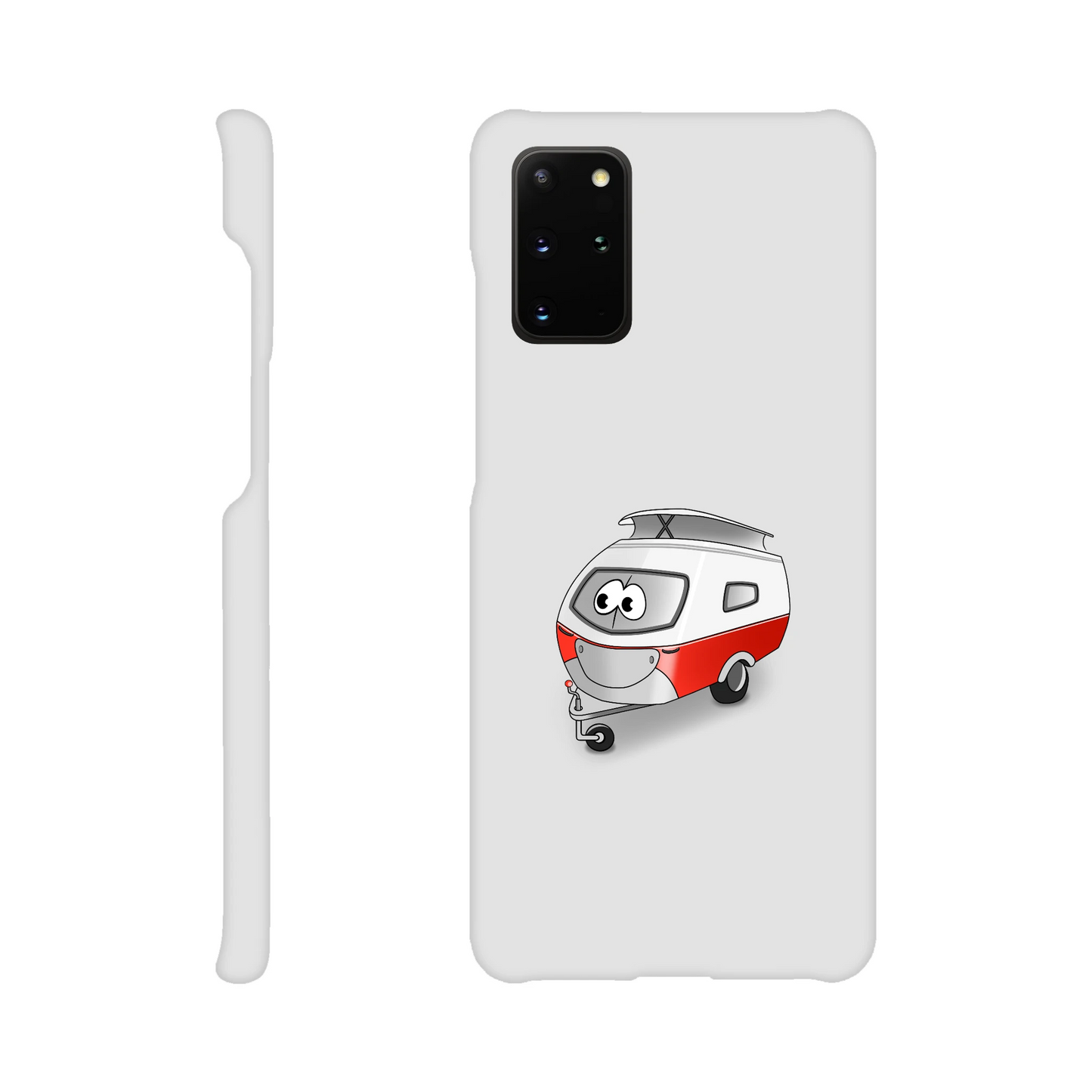 Eine Hülle für Samsung-Galaxy, weiß mit diversen Ausschnitten passend zum ausgewählten Gerät. Aufgedruckt ist auf der Hülle der Cartoon "Trollinchen" von Antje Blumrodt Cartoons.