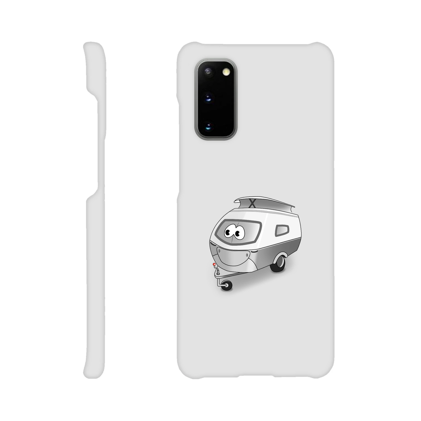 Eine Hülle für Samsung-Galaxy, weiß mit diversen Ausschnitten passend zum ausgewählten Gerät. Aufgedruckt ist auf der Hülle der Cartoon "Trollinchen" von Antje Blumrodt Cartoons.