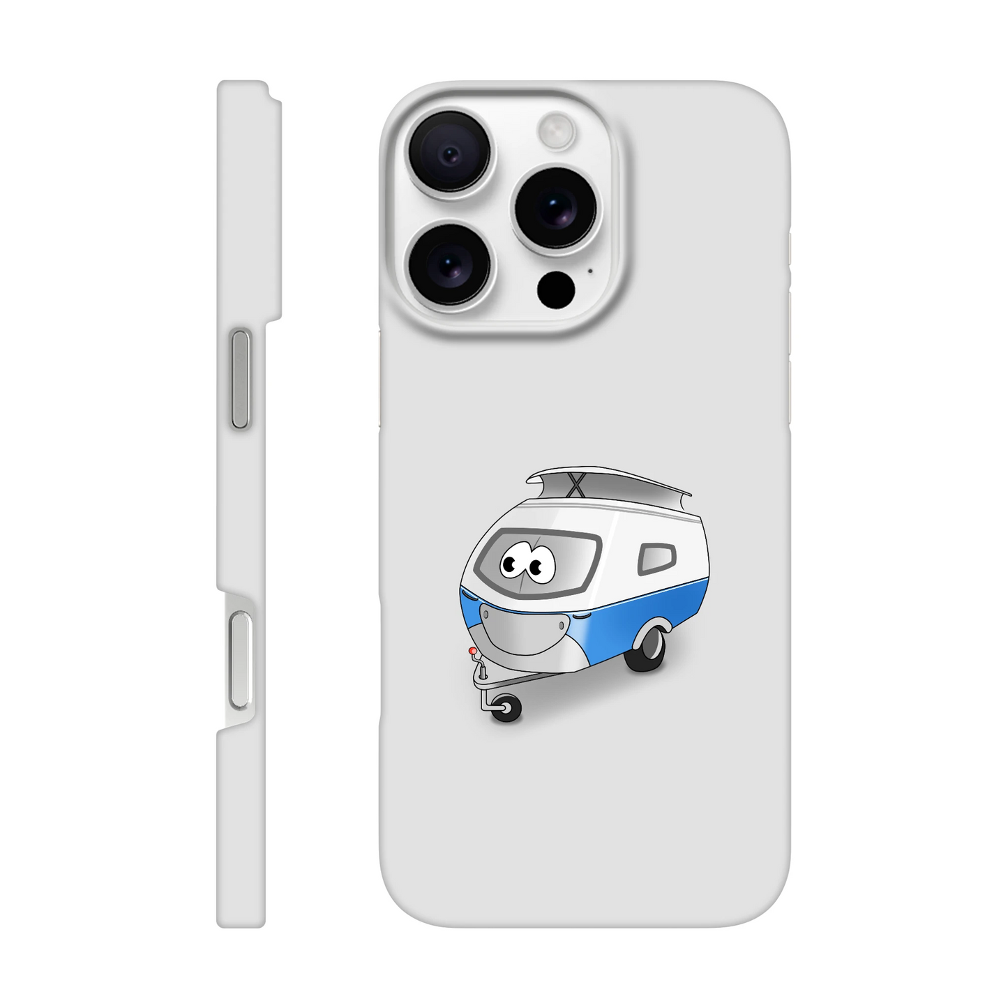 iPhone-Hülle, weiß mit diversen Ausschnitten passend zum ausgewählten Gerät. Aufgedruckt ist auf der Hülle der Cartoon "Trollinchen" von Antje Blumrodt Cartoons.