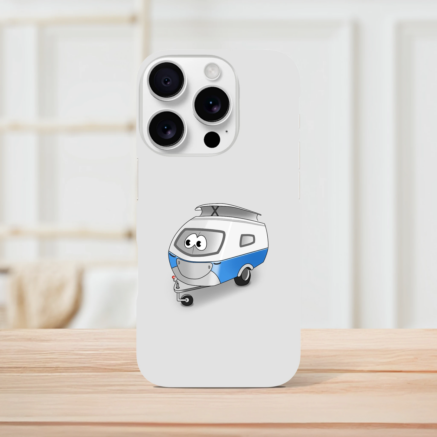 iPhone-Hülle, weiß mit diversen Ausschnitten passend zum ausgewählten Gerät. Aufgedruckt ist auf der Hülle der Cartoon "Trollinchen" von Antje Blumrodt Cartoons.