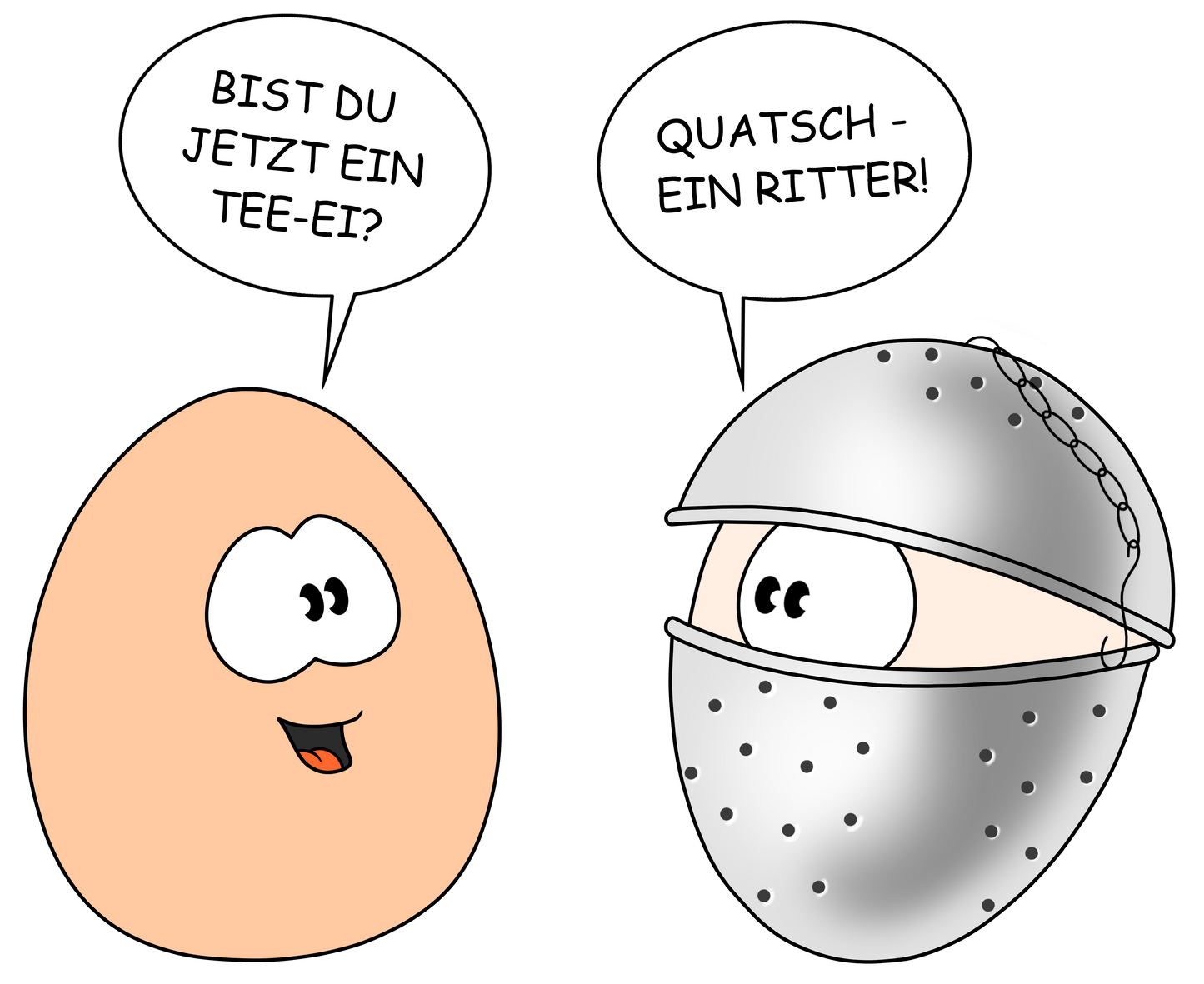 Weiße Keramik-Tasse "Ritter" mit farbiger Innenseite und farbigem Griff
