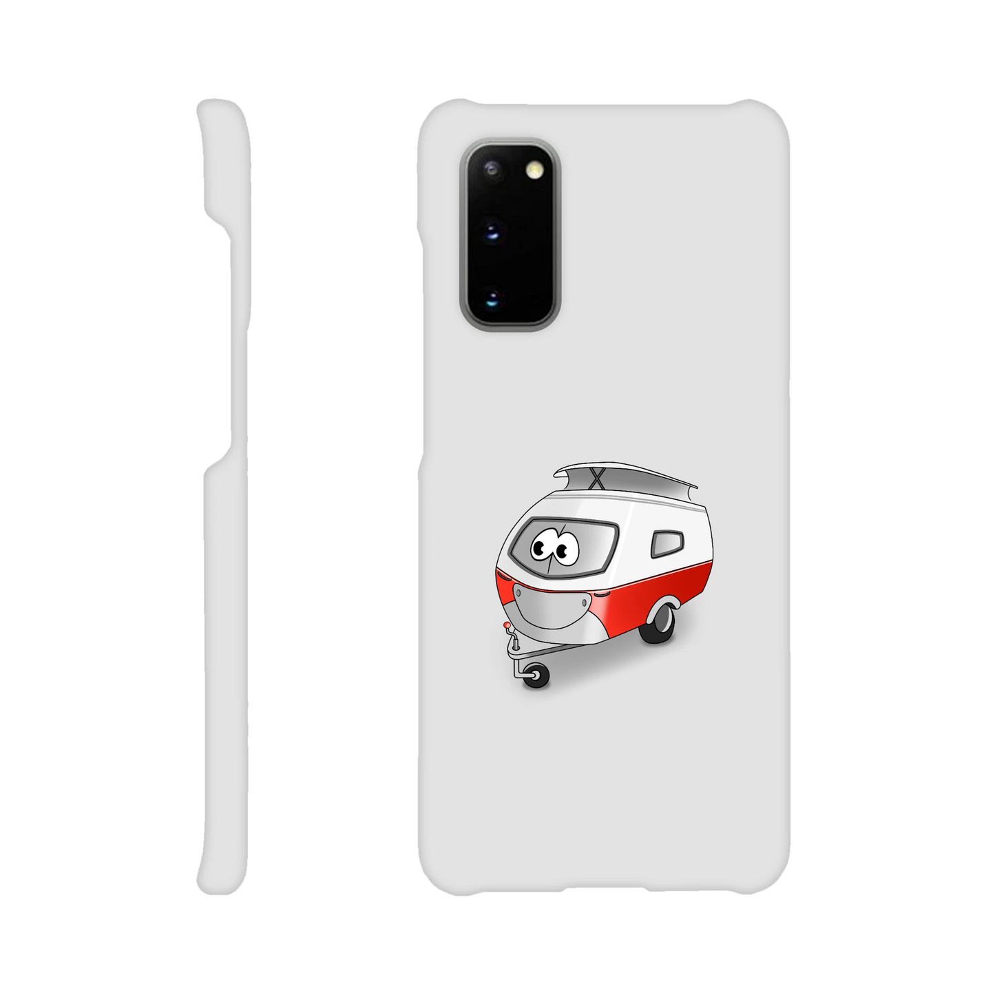 Eine Hülle für Samsung-Galaxy, weiß mit diversen Ausschnitten passend zum ausgewählten Gerät. Aufgedruckt ist auf der Hülle der Cartoon "Trollinchen" von Antje Blumrodt Cartoons.