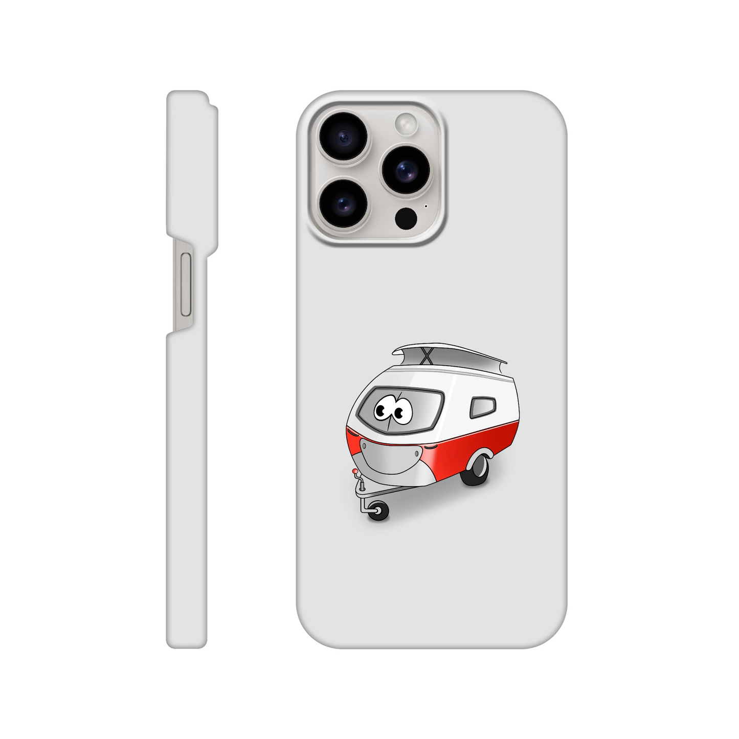 iPhone-Hülle, weiß mit diversen Ausschnitten passend zum ausgewählten Gerät. Aufgedruckt ist auf der Hülle der Cartoon "Trollinchen" von Antje Blumrodt Cartoons.