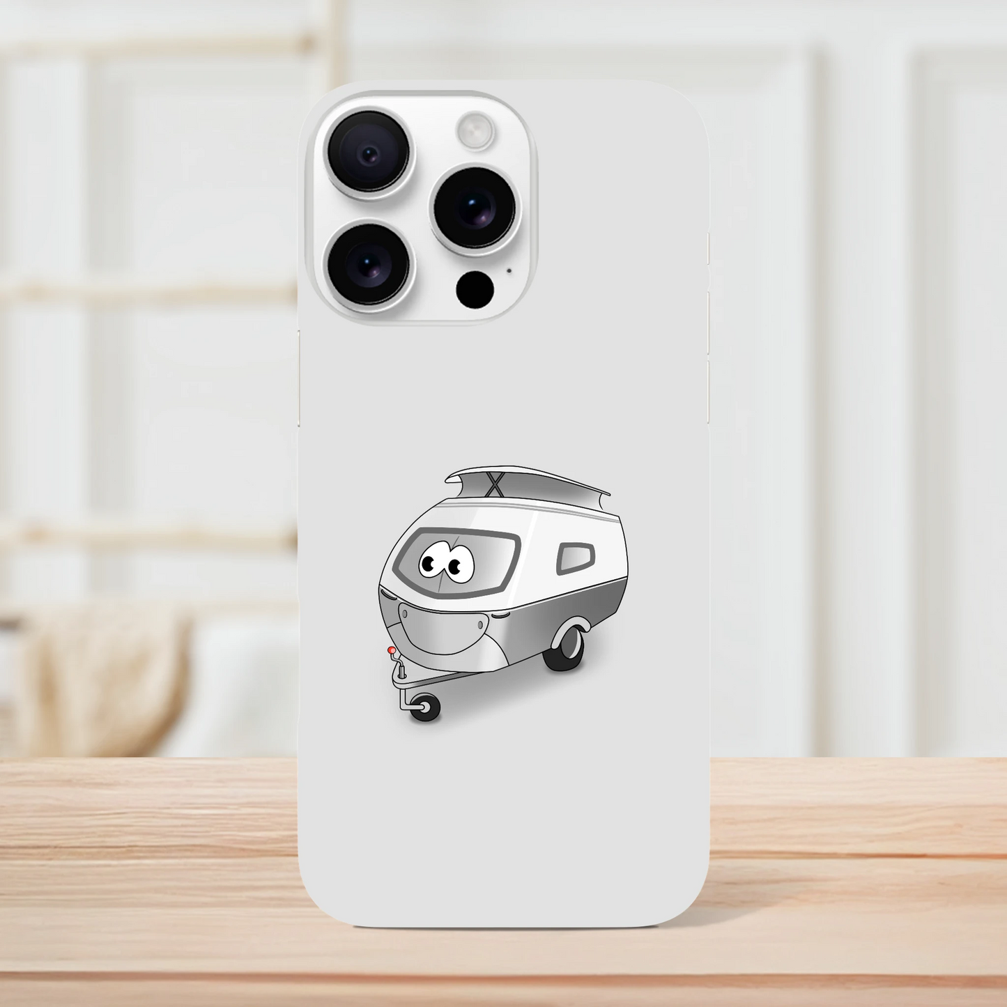 iPhone-Hülle, weiß mit diversen Ausschnitten passend zum ausgewählten Gerät. Aufgedruckt ist auf der Hülle der Cartoon "Trollinchen" von Antje Blumrodt Cartoons.