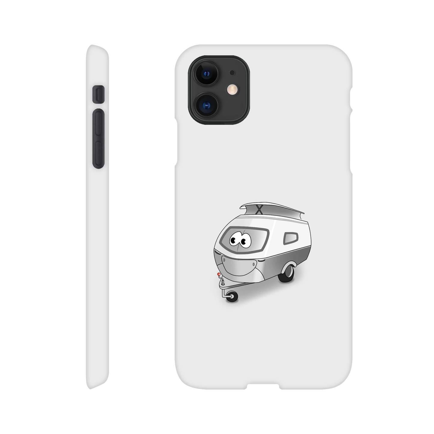 iPhone-Hülle, weiß mit diversen Ausschnitten passend zum ausgewählten Gerät. Aufgedruckt ist auf der Hülle der Cartoon "Trollinchen" von Antje Blumrodt Cartoons.