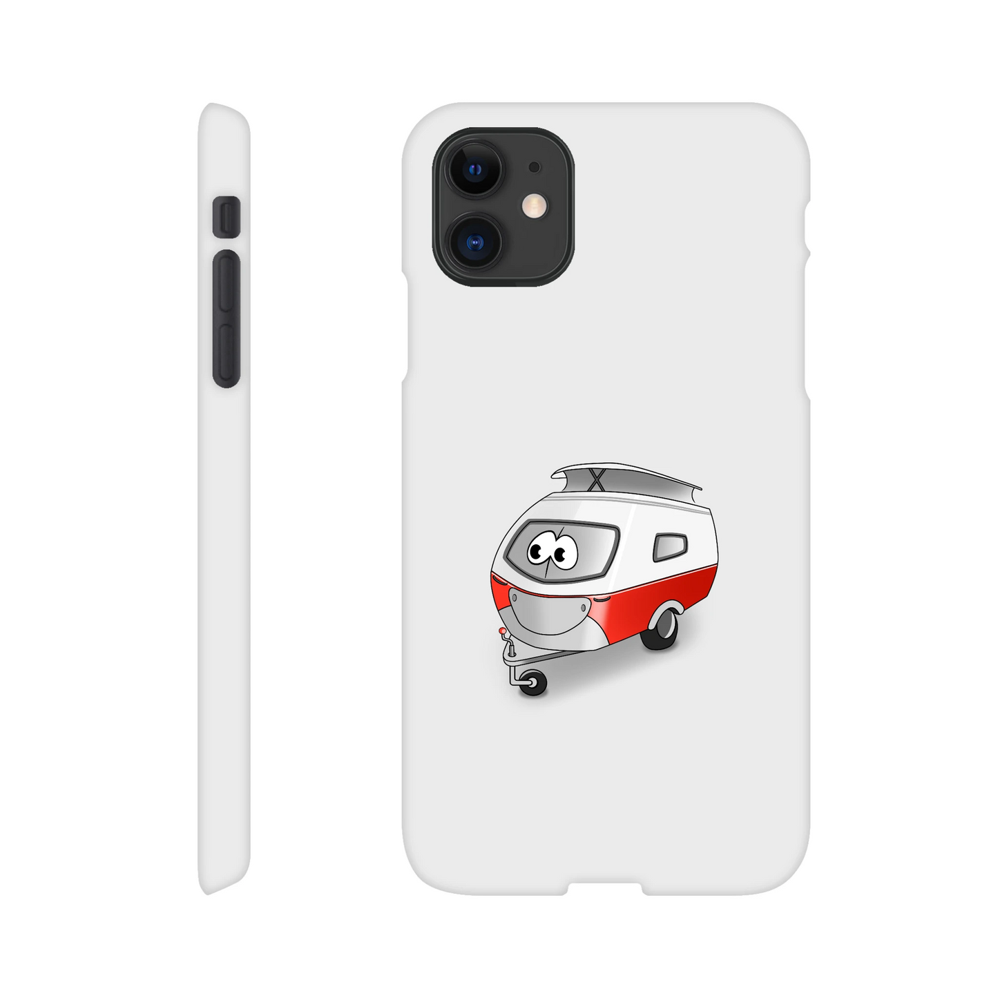 iPhone-Hülle, weiß mit diversen Ausschnitten passend zum ausgewählten Gerät. Aufgedruckt ist auf der Hülle der Cartoon "Trollinchen" von Antje Blumrodt Cartoons.