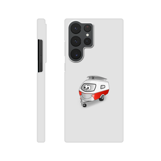 Eine Hülle für Samsung-Galaxy, weiß mit diversen Ausschnitten passend zum ausgewählten Gerät. Aufgedruckt ist auf der Hülle der Cartoon "Trollinchen" von Antje Blumrodt Cartoons.