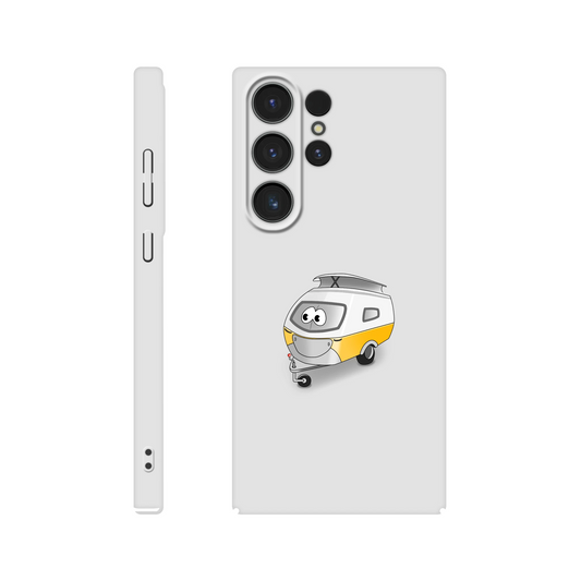 Eine Hülle für Samsung-Galaxy, weiß mit diversen Ausschnitten passend zum ausgewählten Gerät. Aufgedruckt ist auf der Hülle der Cartoon "Trollinchen" von Antje Blumrodt Cartoons.