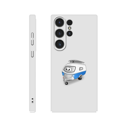 Eine Hülle für Samsung-Galaxy, weiß mit diversen Ausschnitten passend zum ausgewählten Gerät. Aufgedruckt ist auf der Hülle der Cartoon "Trollinchen" von Antje Blumrodt Cartoons.